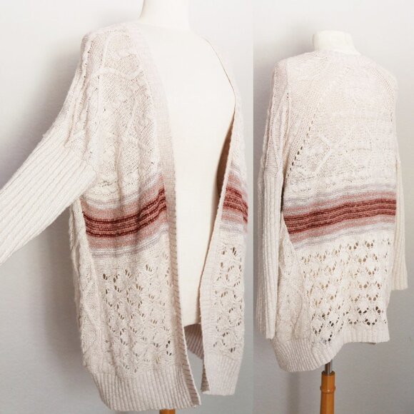 Anthropologie Pilcro Jemma Cable Open Knit Cardigan XS/S Longline Oversized $148 - Picture 5 of 16